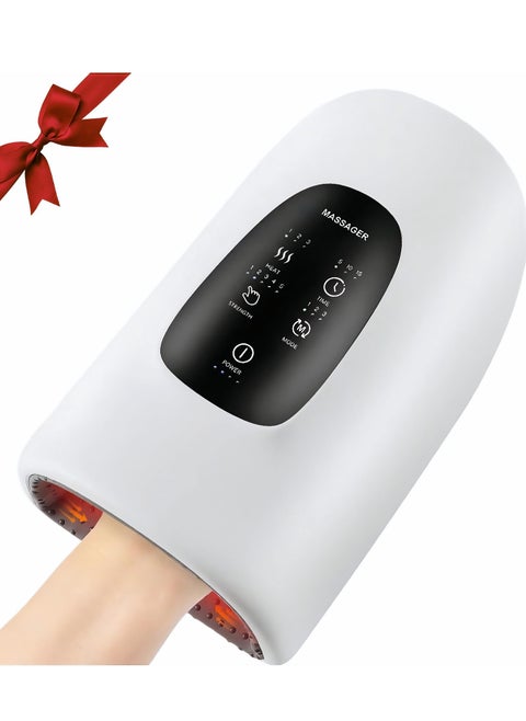 Touchscreen Hand Massager with Compression, Pressure Point Therapy for Arthritis, Pain Relief and Carpal Tunnel, Shiatsu Massage Machine with Heat, Cordless