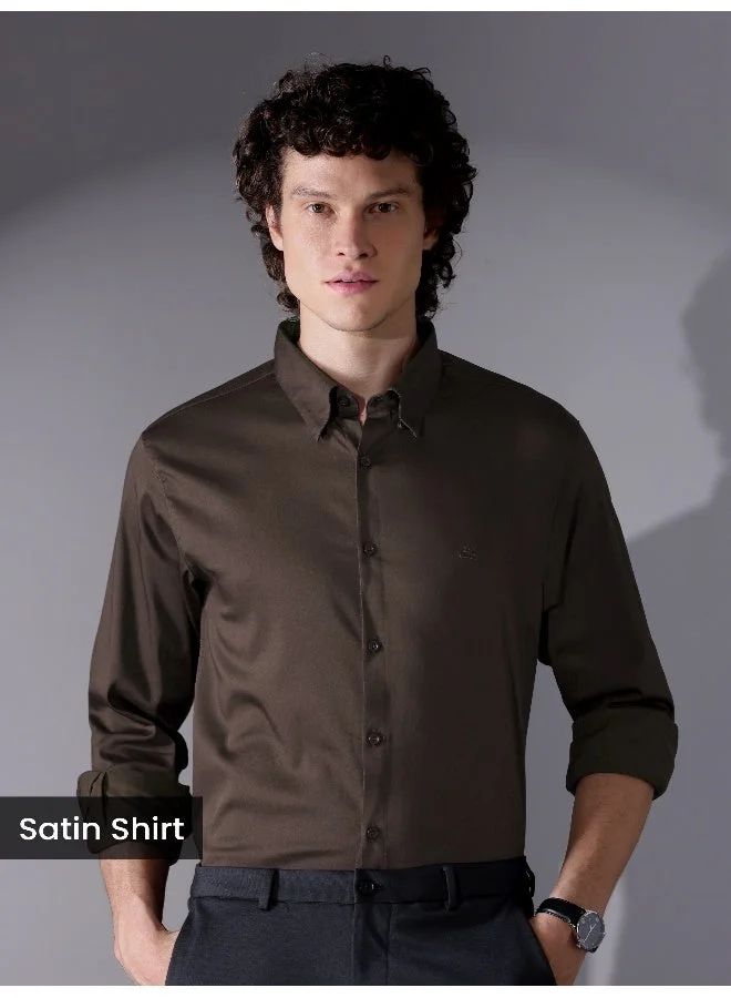 Beyoung Brown Satin Shirt