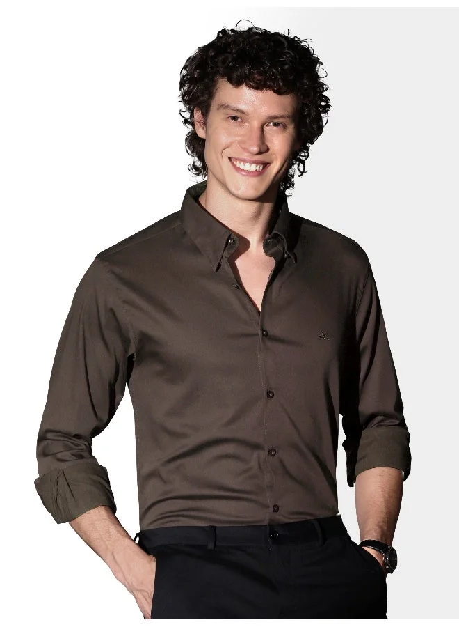 Beyoung Brown Satin Shirt