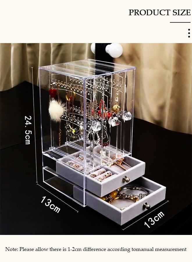 DUNISO Jewelry Organizer Necklace Holder, Jewelry Hanging Rack Storage with 2 layer Velvet Ring Bracelet Tray, Necklace Holder Organizer Bracelet Display Storage Rack for Studs Rings Womens and Girls - Image 2