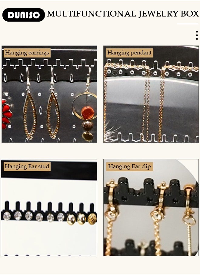 DUNISO - Jewelry Organizer Necklace Holder, Jewelry Hanging Rack Storage with 2 layer Velvet Ring Bracelet Tray, Necklace Holder Organizer Bracelet Display Storage Rack for Studs Rings Womens and Girls - Image 1