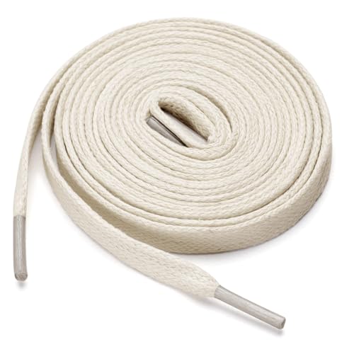 uxcell 2 Pairs Waxed Cotton Leather Boots Casual Shoes Flat Shoelaces for Men Women 120cm 4724 Beige - Image 1