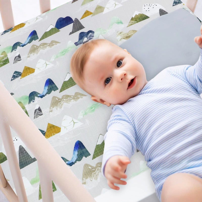 TANOFAR 4 Piece Crib Bedding Set for Boys, Infant & Toddler Nursery Bed Set with Crib Skirt, Quilt, Crib Sheet and Diaper Stacke, Standard Size Soft Baby Bed Set (Grey Mountain) - Image 4