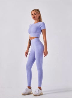 Seamless Yoga Fitness Set | High-Waist Gym Leggings & Purple Crop Top | Stylish Activewear for Gym, Yoga, and Fitness Workouts - pzsku/ZC6E7B3A310067AC57747Z/45/_/1638998386/c9a82ba7-c81a-4751-87ab-2924140e9140