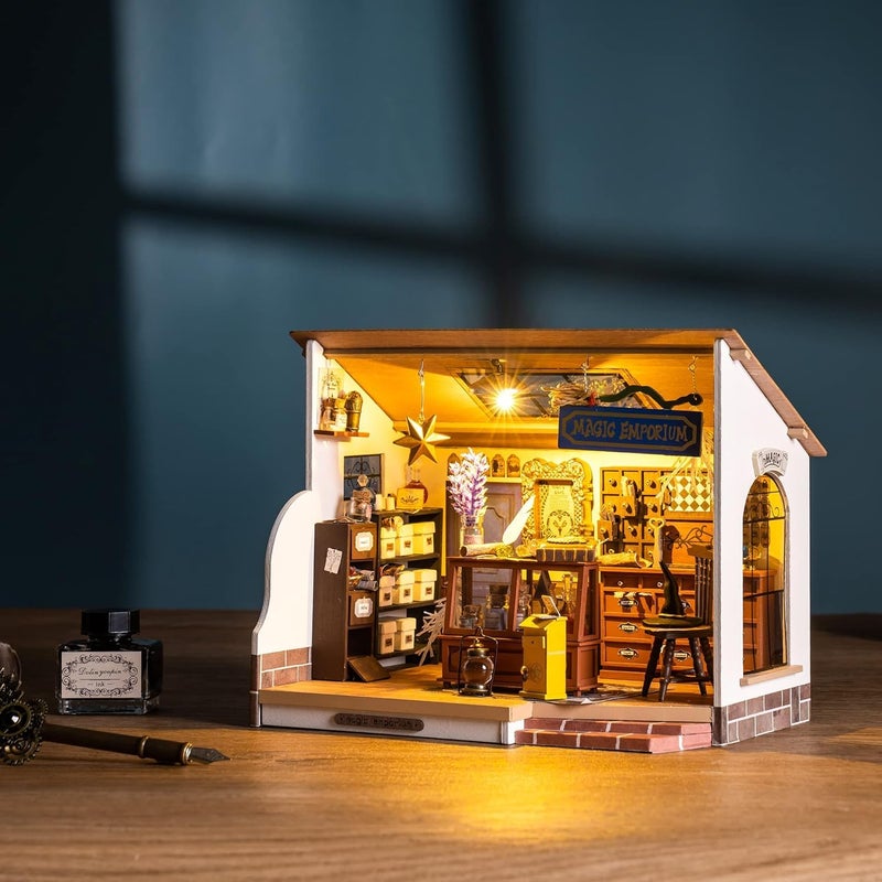 Rolife DIY Miniature House Kit Magic House, Tiny House Kit for Adult to Build, Mini House Making Kit with Furniture, Halloween/Christmas Decorations/Gifts for Family and Friends(Kiki's Magic Emporium) - Image 2