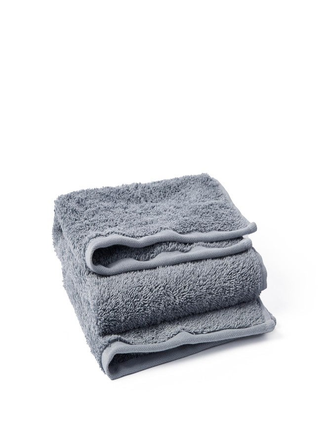 Coyuchi Cloud Loom Organic Towels, Hand Towel - Steel Blue (20" x 30") - Image 1
