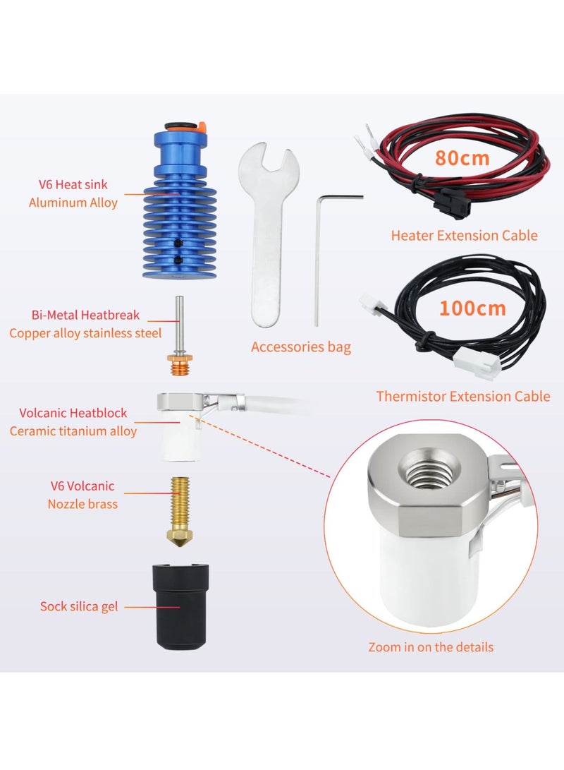 مجموعة رأس التسخين السريع CHC V6 بقدرة 24V 115W، نواة تسخين سيراميكية، كسر حرارة ثنائي المعدن، نحاس تيتانيوم، متوافقة مع Voron 2.4، 24V 1.75mm، Prusa I3 MK3/MK3S، Titan Aero Extruder - Image 2