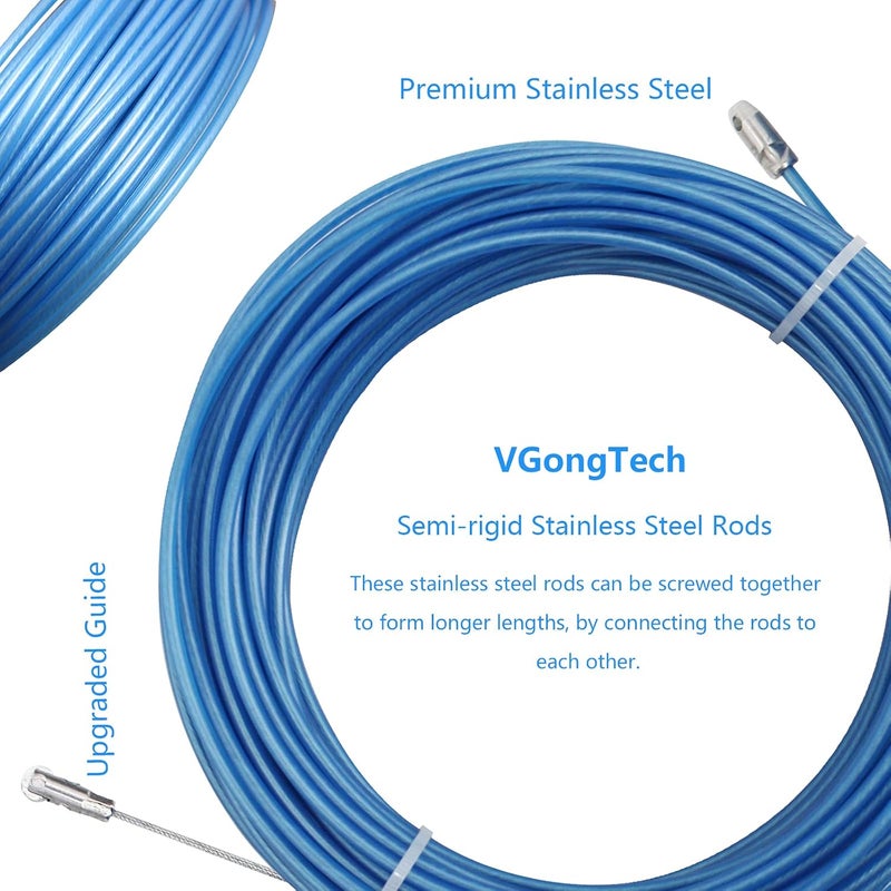 VGongTech 20m 67 Feet Cable Puller Kit Through Wall Fish Tape Stainless Steel Wire Electrical Cable Puller Wire Guide Device Threader Fish Cable Fastener - Image 2