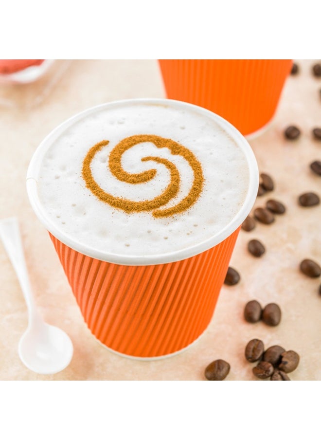 Restaurantware Restaurantware 8 Ounce Double Wall Disposable Coffee Cups, 500 Insulated Orange Paper Cups With Ripple Wall Design, Lids Sold Separately for Hot Beverages like Tea, Hot Chocolate, and More  - Image 3
