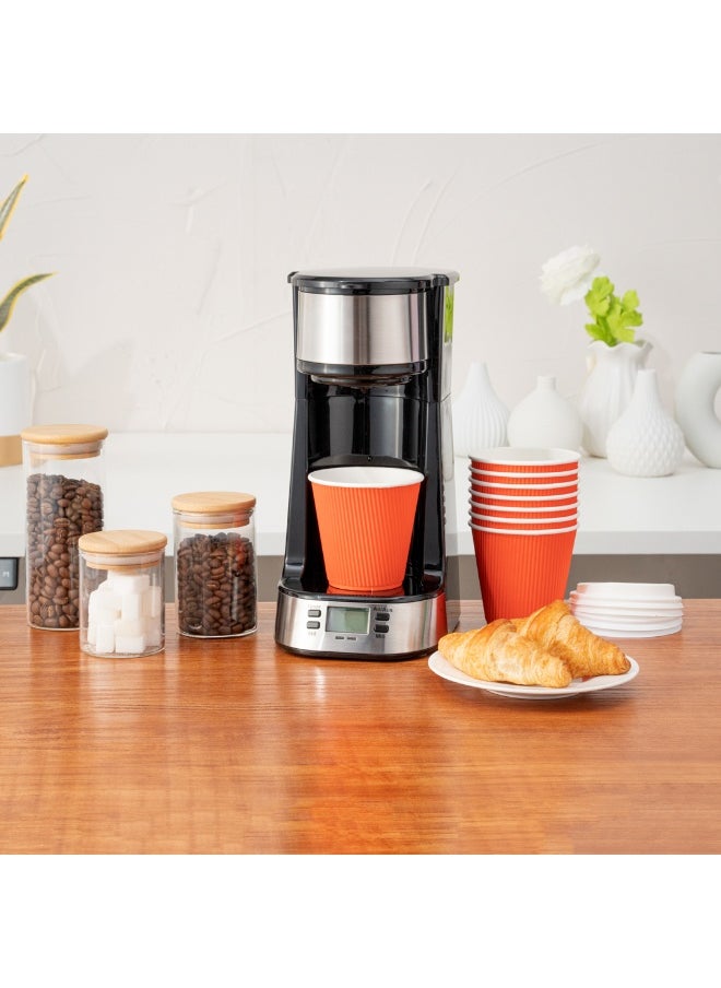 Restaurantware Restaurantware 8 Ounce Double Wall Disposable Coffee Cups, 500 Insulated Orange Paper Cups With Ripple Wall Design, Lids Sold Separately for Hot Beverages like Tea, Hot Chocolate, and More  - Image 4
