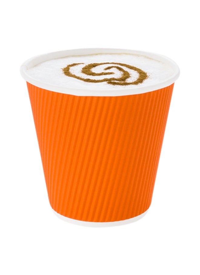Restaurantware Restaurantware 8 Ounce Double Wall Disposable Coffee Cups, 500 Insulated Orange Paper Cups With Ripple Wall Design, Lids Sold Separately for Hot Beverages like Tea, Hot Chocolate, and More  - Image 2