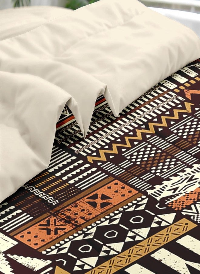 Pamnest Comforter Set King Size, Vintage Tribal African 7 Pcs Bedding for Kids and Adults, Brown Abstract Patchwork Bed Sheet Sets with Fitted Sheet 2 Pillowcases & 2 Shams - Image 5