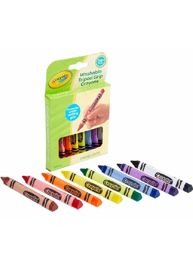 Crayola 8-Piece Washable Tripod Grip Crayon Set Multicolour 15.24 x 10.16 x 1.58 cm CRA8114600001