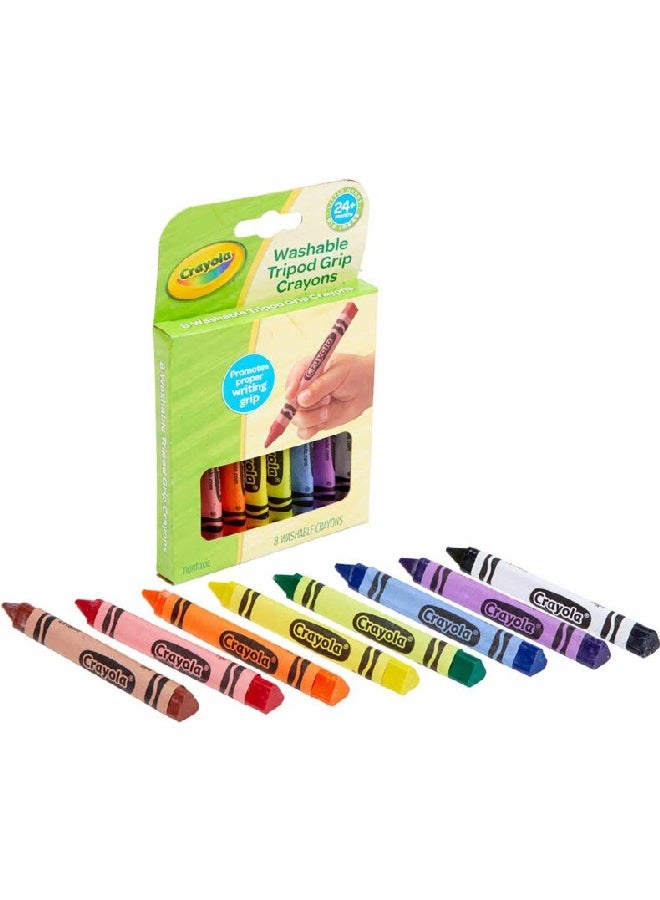 Crayola 8-Piece Washable Tripod Grip Crayon Set Multicolour 15.24 x 10.16 x 1.58 cm CRA8114600001  - Image 2
