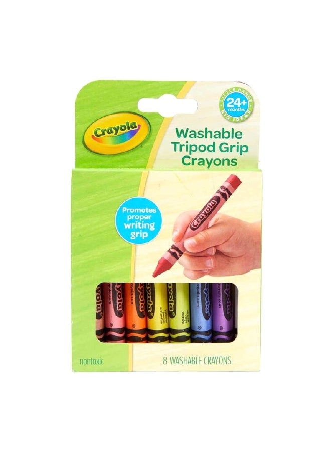Crayola 8-Piece Washable Tripod Grip Crayon Set Multicolour 15.24 x 10.16 x 1.58 cm CRA8114600001  - Image 1