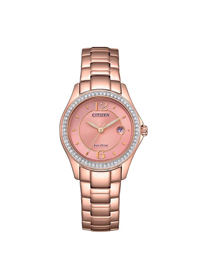 سيتيزن Women's Stainless Steel Pink Gold ECO-DRIVE  Watch FE1252-82X - 30.6 mm