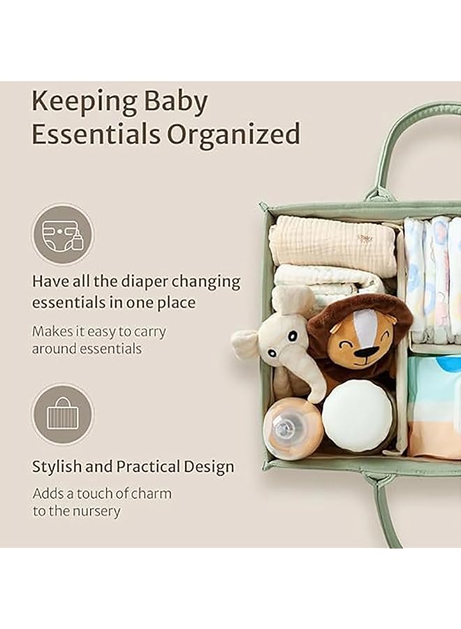 U-HOOME Baby Diaper Caddy Organizer Baby Storage Basket For Diapers And Baby Wipes Versatile Storage Basket Perfect For Baby Showers Nursery Diaper Organizer For Newborn Boy And Girl (Grey) - Image 2