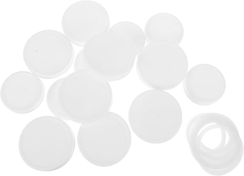 ABOOFAN 16pcs White Plastic Wide Mouth Mason Jar Lids with Silicone Seal, Leakproof and Reusable Covers for Regular Mouth Jars, for Freezer Use and Dry Storage - Image 1