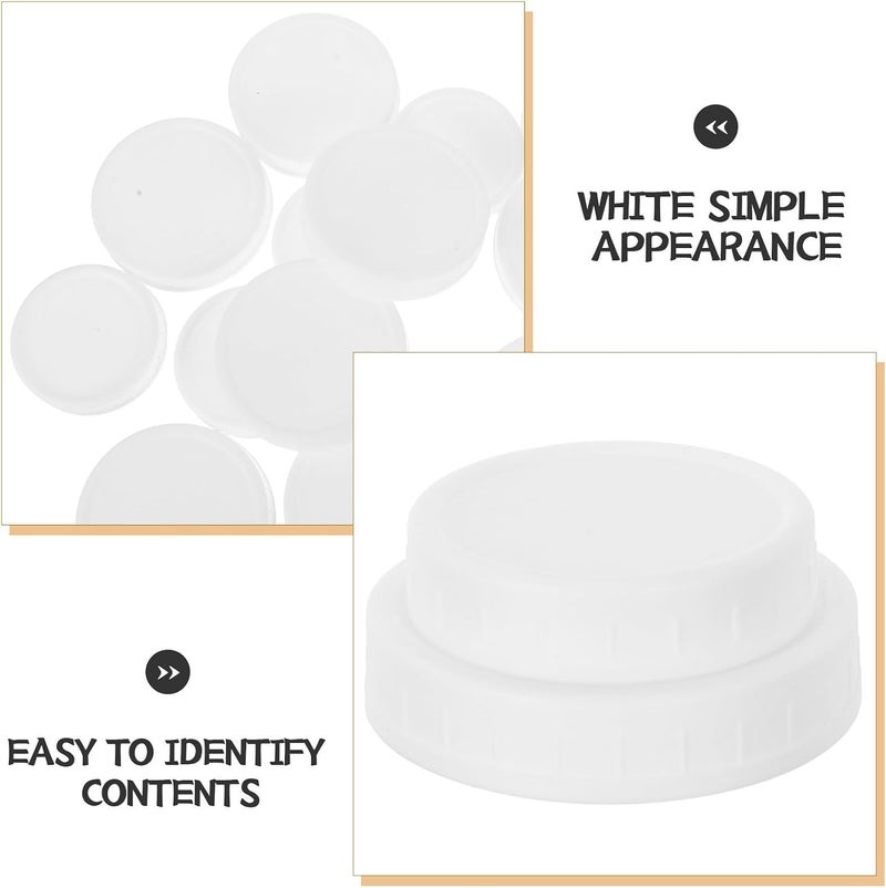 ABOOFAN 16pcs White Plastic Wide Mouth Mason Jar Lids with Silicone Seal, Leakproof and Reusable Covers for Regular Mouth Jars, for Freezer Use and Dry Storage - Image 3