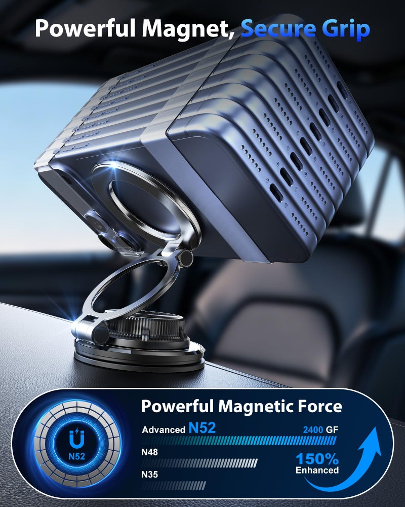 Otemly أوتيملي لحامل السيارة المغناطيسي MagSafe [95 رطل أقصى شفط و 2400 جرام مغناطيس قوي]، حامل هاتف سيارة مغناطيسي رفيع للغاية قابل للتعديل 360 درجة [كل المعدن] لهواتف آيفون 17-12 برو ماكس وإكسسوارات السيارات لنظام أندرويد - Image 4