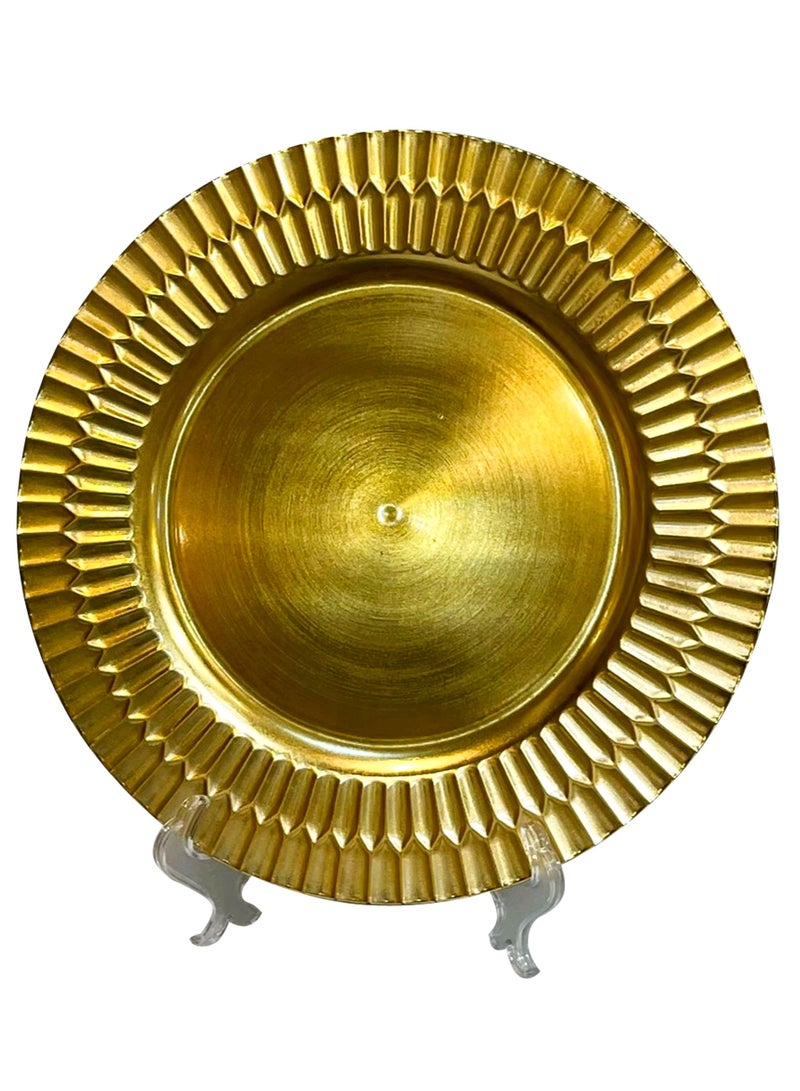 Living Set of 12 Pieces Gold Plastic Trays 33 CM - Image 2