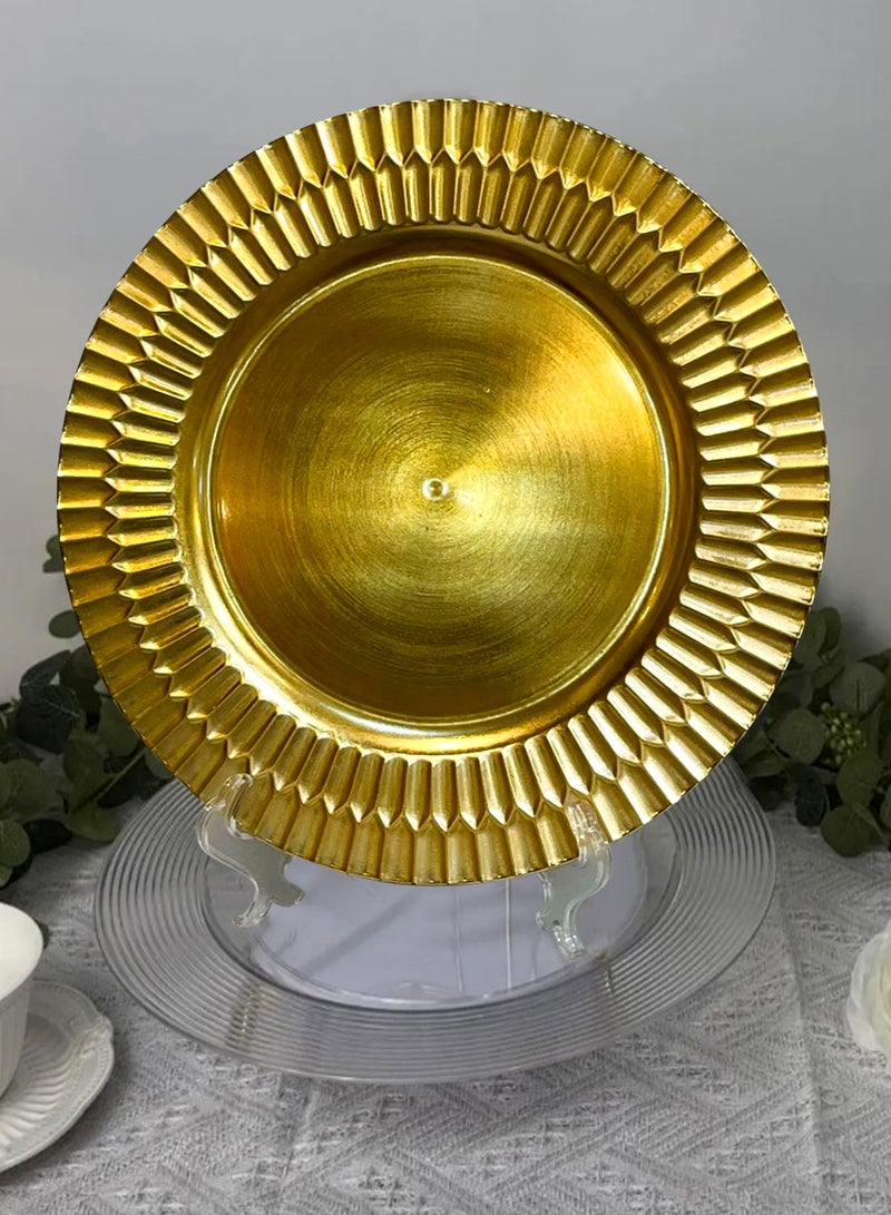 Living Set of 12 Pieces Gold Plastic Trays 33 CM - Image 3