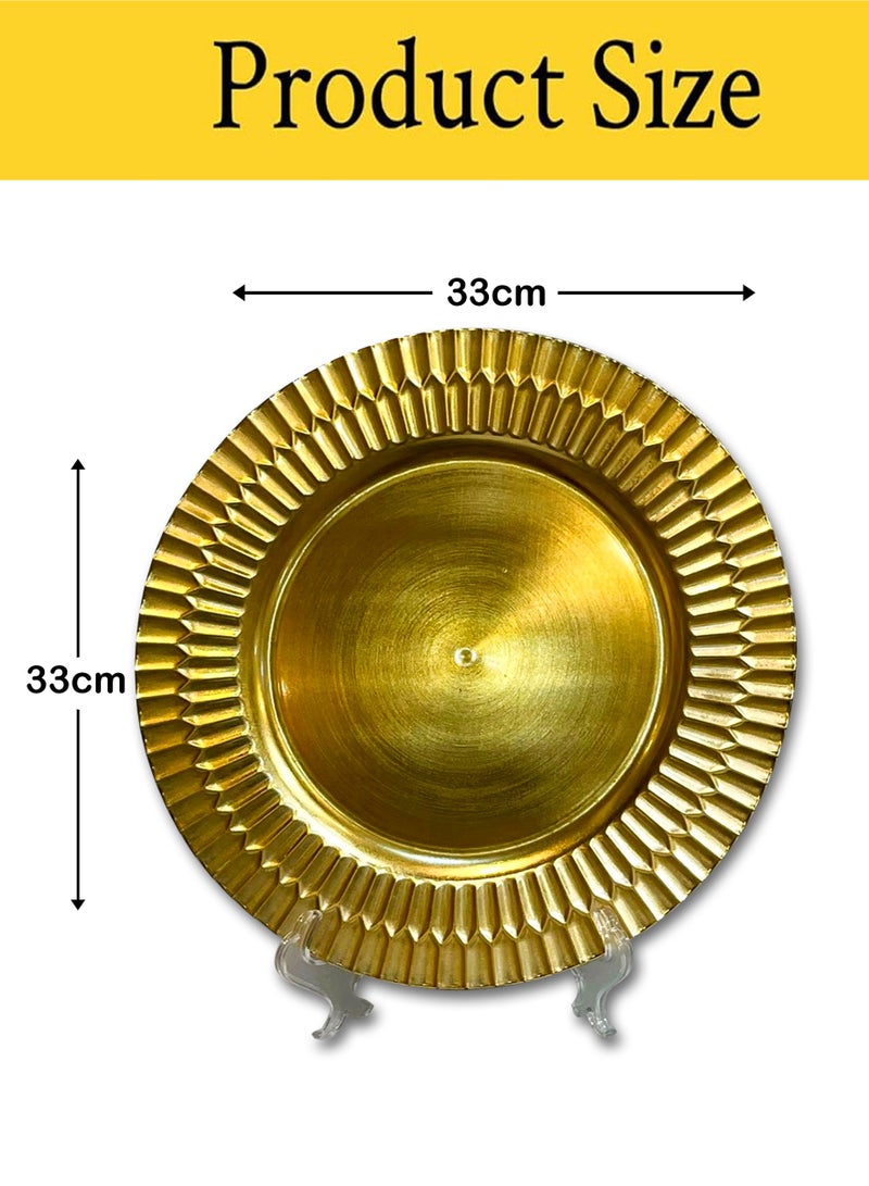 Living Set of 12 Pieces Gold Plastic Trays 33 CM - Image 5