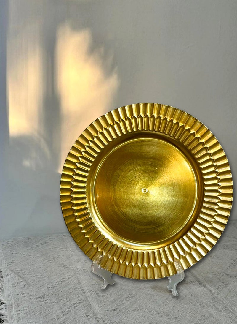 Living Set of 12 Pieces Gold Plastic Trays 33 CM - Image 4