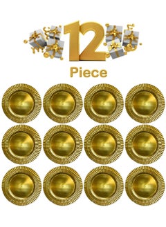 Living Set of 12 Pieces Gold Plastic Trays 33 CM  - Image 1