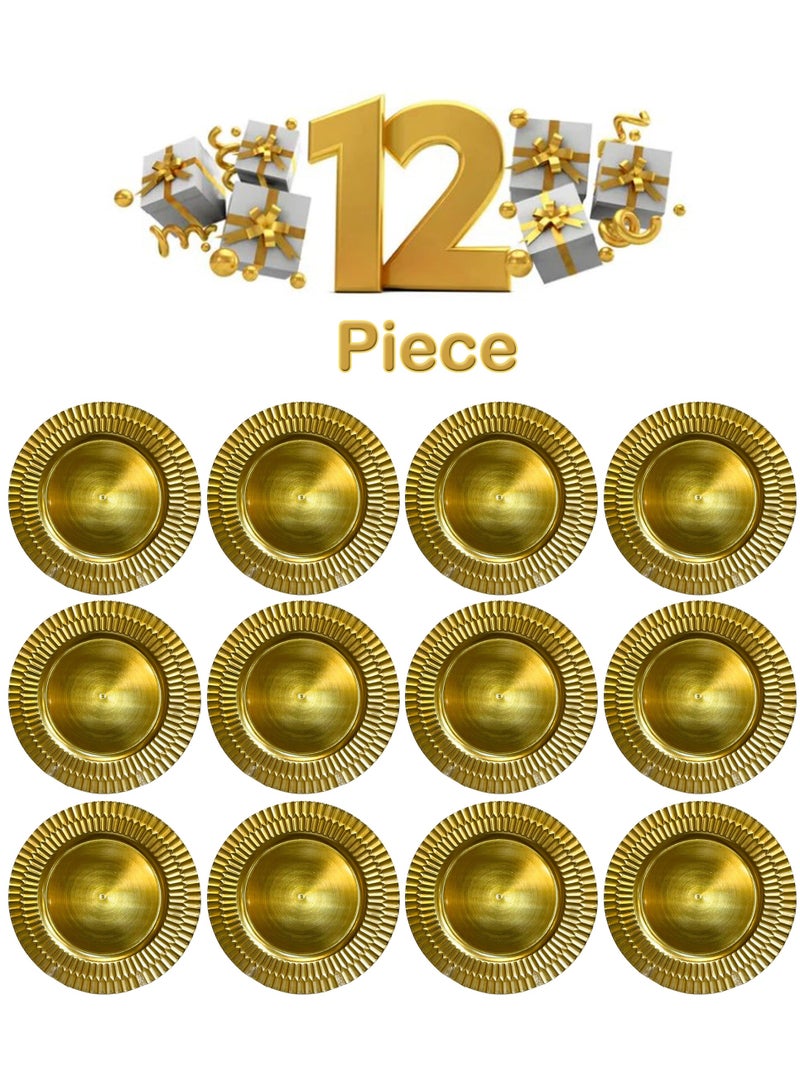 Living Set of 12 Pieces Gold Plastic Trays 33 CM - Image 1