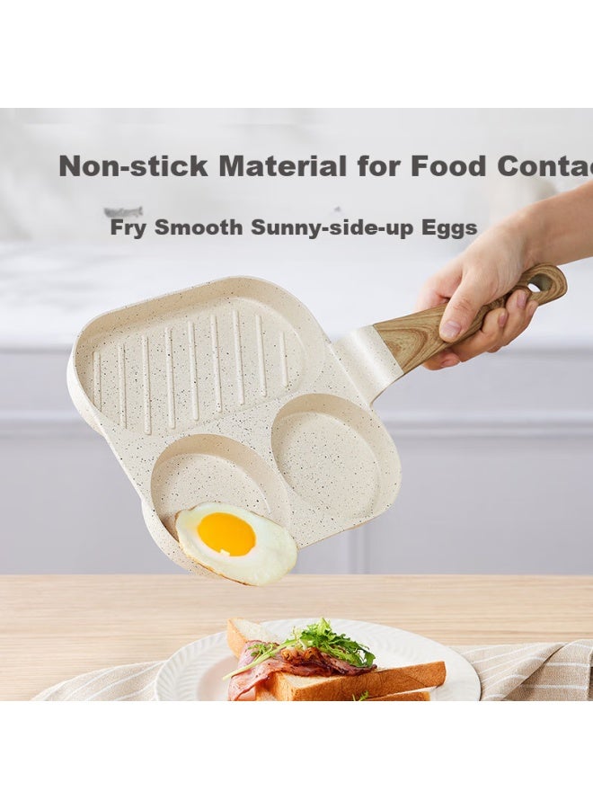 Supor Breakfast Pan Fry Pan Home Flat Pan Breakfast Plate Fried Egg Pancake Square Steak Three-Hole Maifan Stone Color Nj05La3 - Image 2