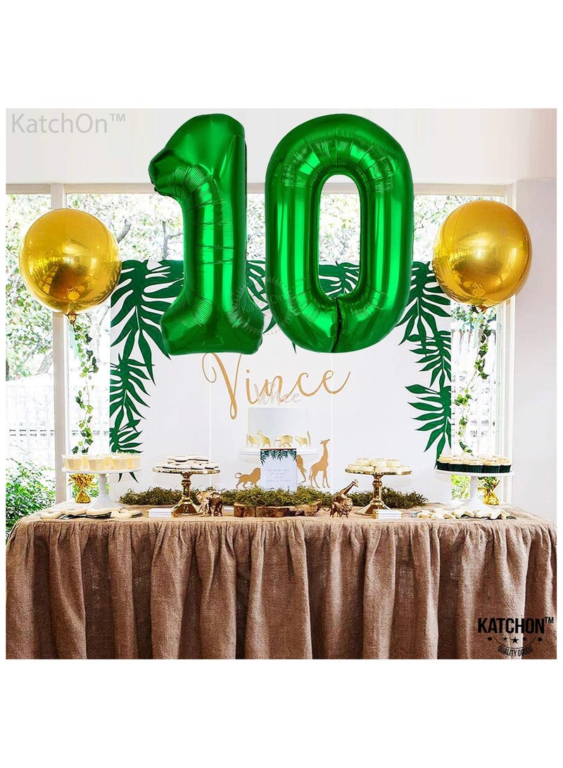 KATCHON Dark Green 10 Number Balloon- 40 Inch | 10th Birthday Decorations | Green Number 10 Balloons - Image 4