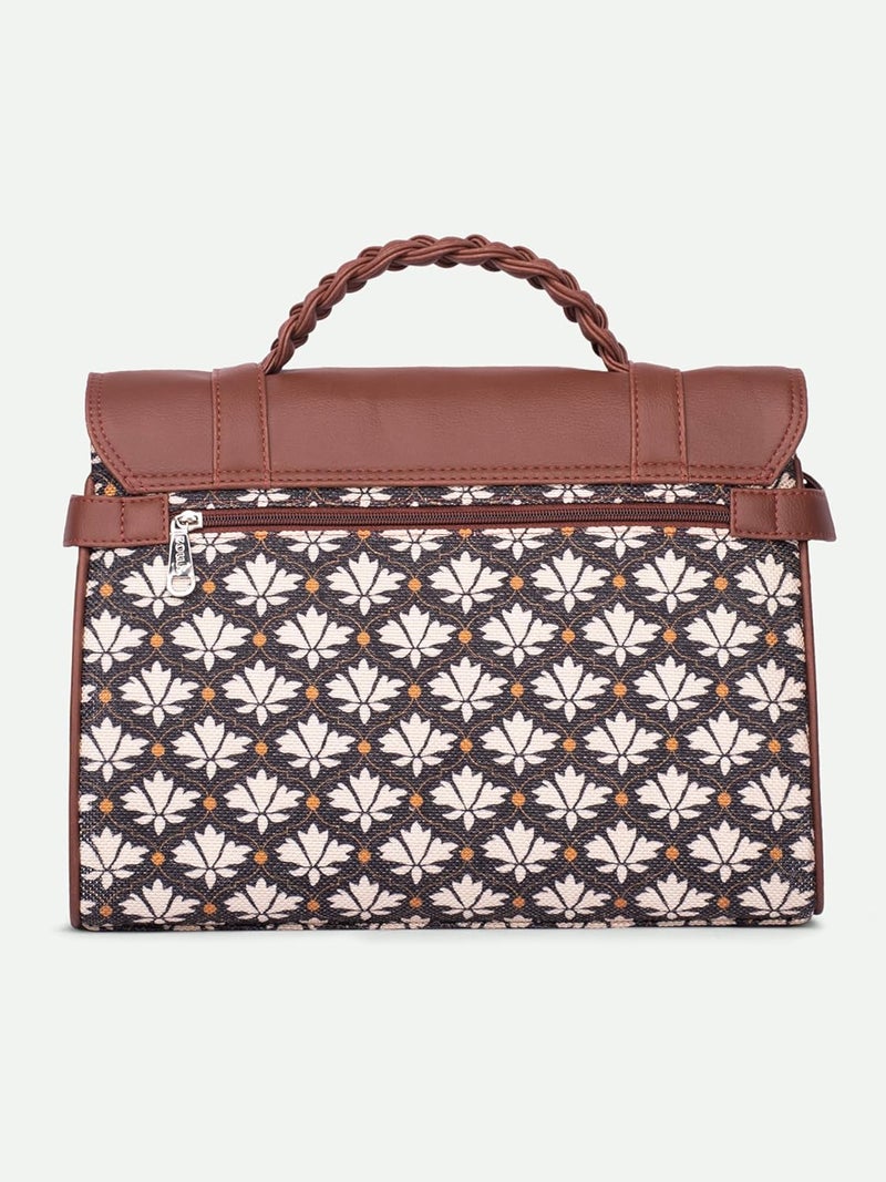 ZOUK حقيبة ساتشيل تراث كونكونا للنساء | جوت | جلد نباتي مصنوعة يدويًا مع حزام كتف قابل للفصل - Image 5