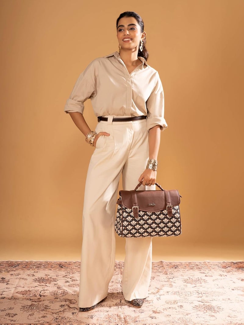 ZOUK حقيبة ساتشيل تراث كونكونا للنساء | جوت | جلد نباتي مصنوعة يدويًا مع حزام كتف قابل للفصل - Image 2