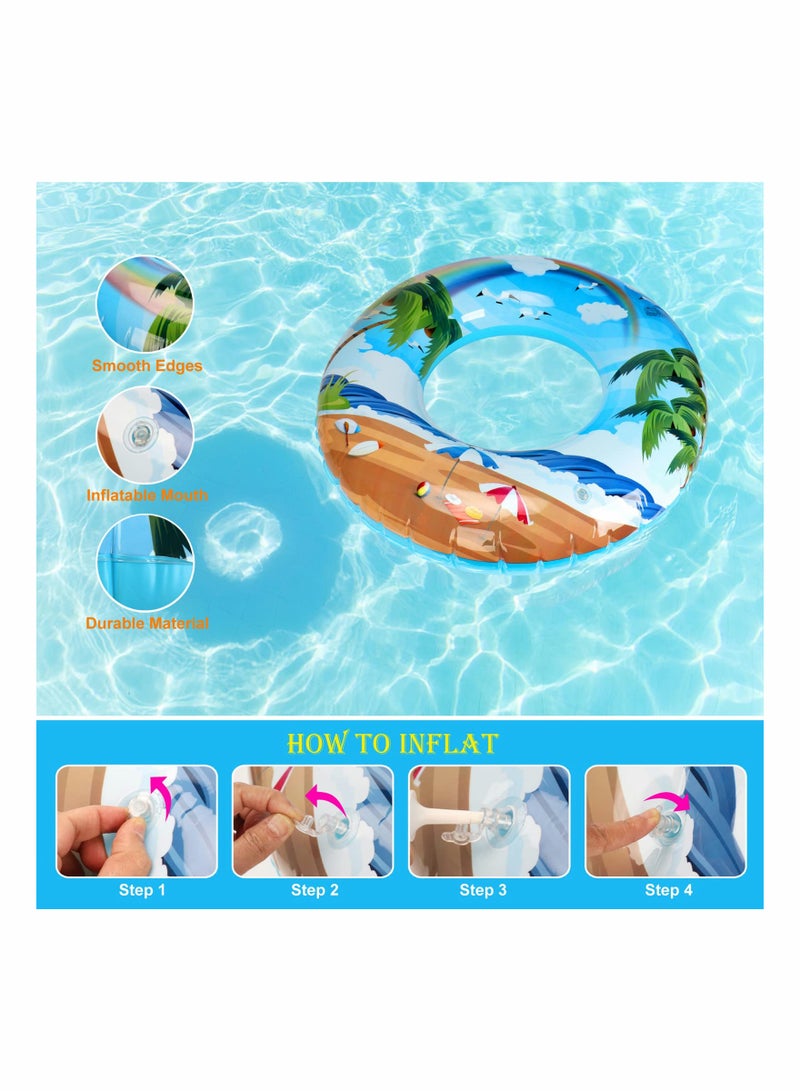 Inflatable Pool Floats, Swimming Rings, 33.8 inch Pool Tube Toys Ocean Beach Coconut Tree Swim Tube - Image 5