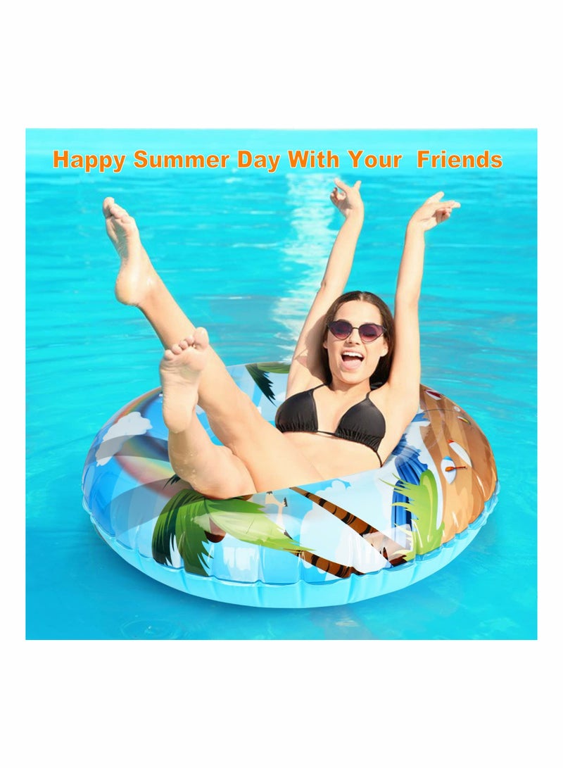 Inflatable Pool Floats, Swimming Rings, 33.8 inch Pool Tube Toys Ocean Beach Coconut Tree Swim Tube - Image 2