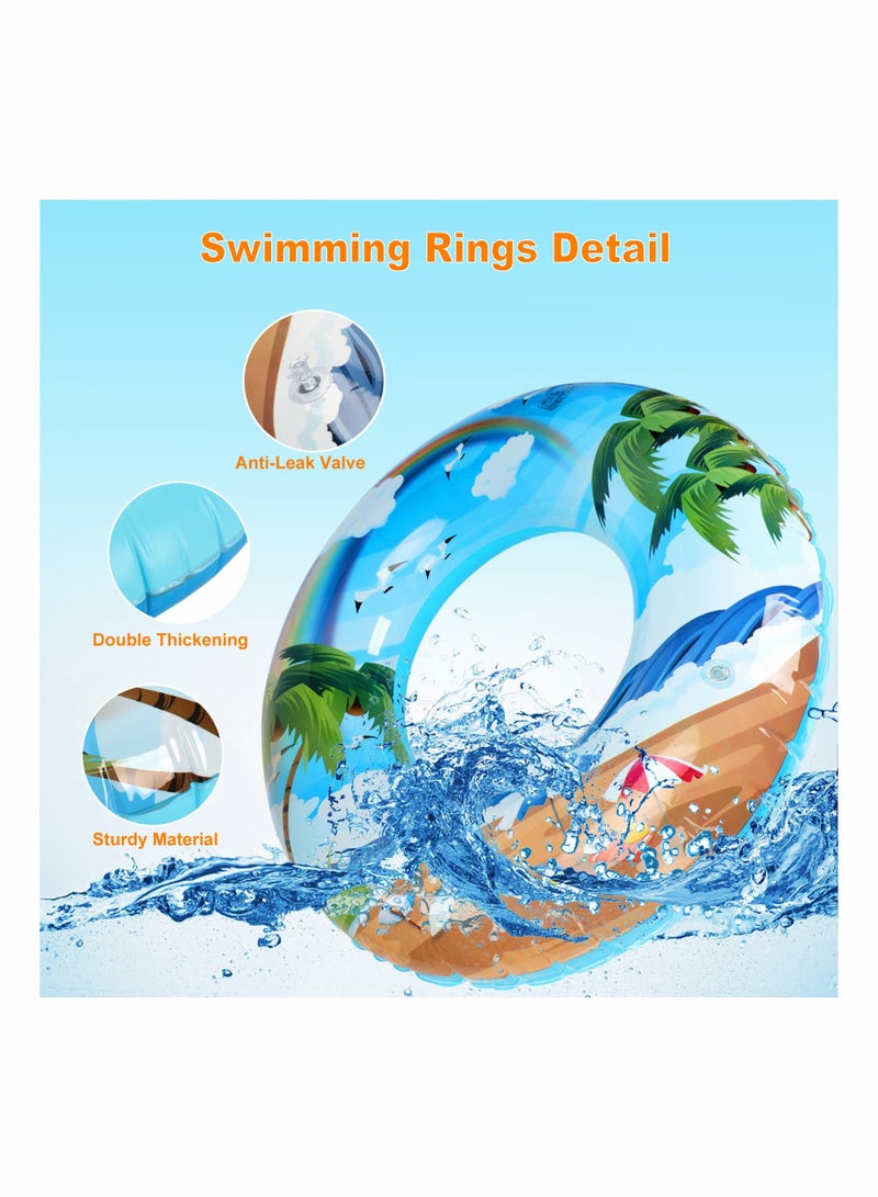 Inflatable Pool Floats, Swimming Rings, 33.8 inch Pool Tube Toys Ocean Beach Coconut Tree Swim Tube - Image 3