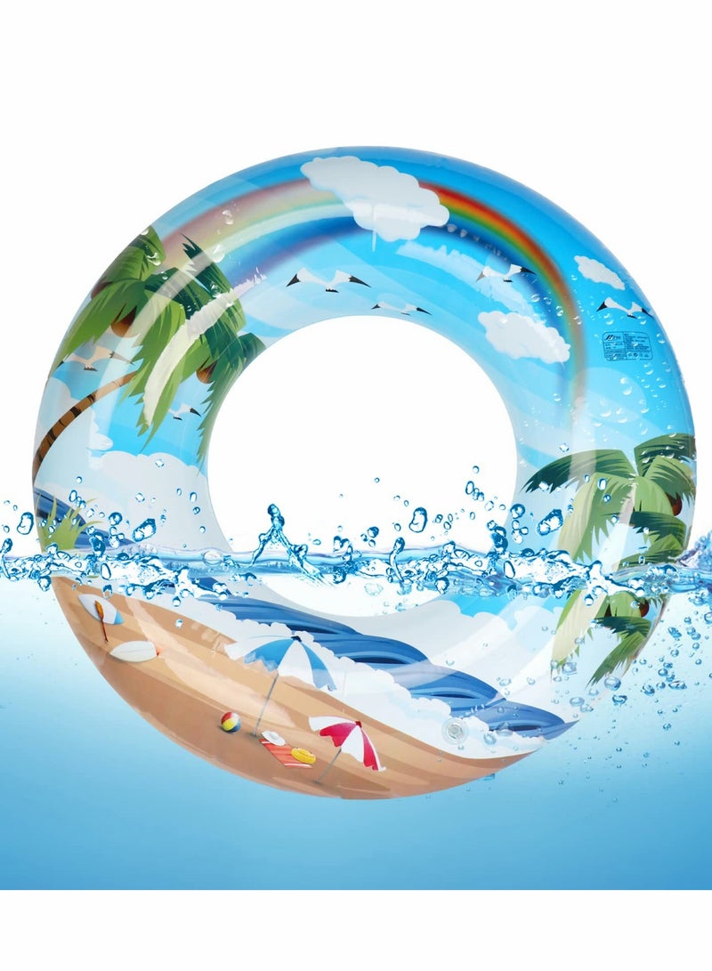 Inflatable Pool Floats, Swimming Rings, 33.8 inch Pool Tube Toys Ocean Beach Coconut Tree Swim Tube - Image 1