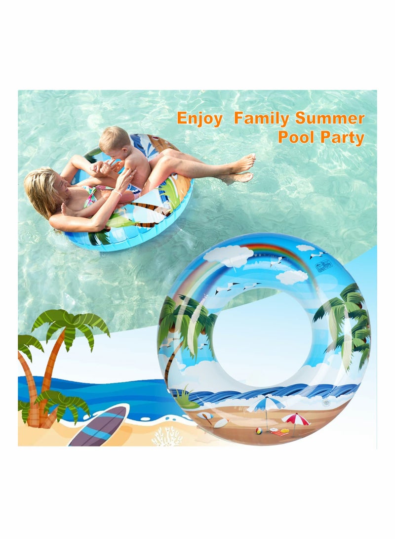 Inflatable Pool Floats, Swimming Rings, 33.8 inch Pool Tube Toys Ocean Beach Coconut Tree Swim Tube - Image 4