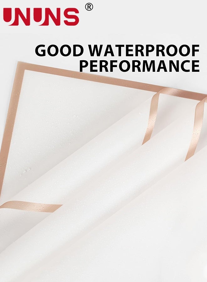 UNUNS 20 Sheets Flower Wrapping Paper,Waterproof Floral Bouquet Wrapping Paper,Florist Supplies Packaging Paper For Wedding Birthday Gift DIY,White Gold - Image 2