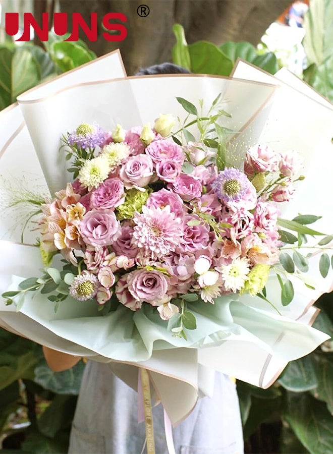 UNUNS 20 Sheets Flower Wrapping Paper,Waterproof Floral Bouquet Wrapping Paper,Florist Supplies Packaging Paper For Wedding Birthday Gift DIY,White Gold - Image 5