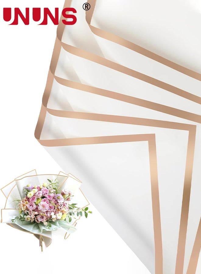 UNUNS 20 Sheets Flower Wrapping Paper,Waterproof Floral Bouquet Wrapping Paper,Florist Supplies Packaging Paper For Wedding Birthday Gift DIY,White Gold - Image 1