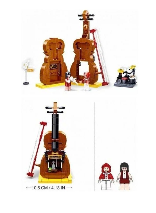 سلوبان Sluban Wonders violin building blocks, 308 pieces, toys for boys and girls, birthday gift, child development stages and fun, model blocks. Blocks, building blocks, assembly construction block set, building block toy, kids blocks, assembly, boys, blocks, girls toys, building game toy, construction toy, boys block sets, large kids blocks, building blocks, character blocks, skill development blocks, kids intelligence blocks. Home toys for children, toys for boys and girls, kids toy, kids toys, children’s toy, group games, educational kids toys, toys, boys toys, toys for 1-year-old children, toys for 6-year-old children, toys. - Image 4