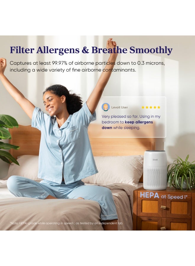 LEVOIT Air Purifier for Home Bedroom, Ultra Quiet HEPA Air Filter Cleaner with Fragrance Sponge & 3 Speed for Better Sleep, Allergies, Dust, Odour, Pet, Smoke, Office, Desktop, 100% Ozone Free - Image 2