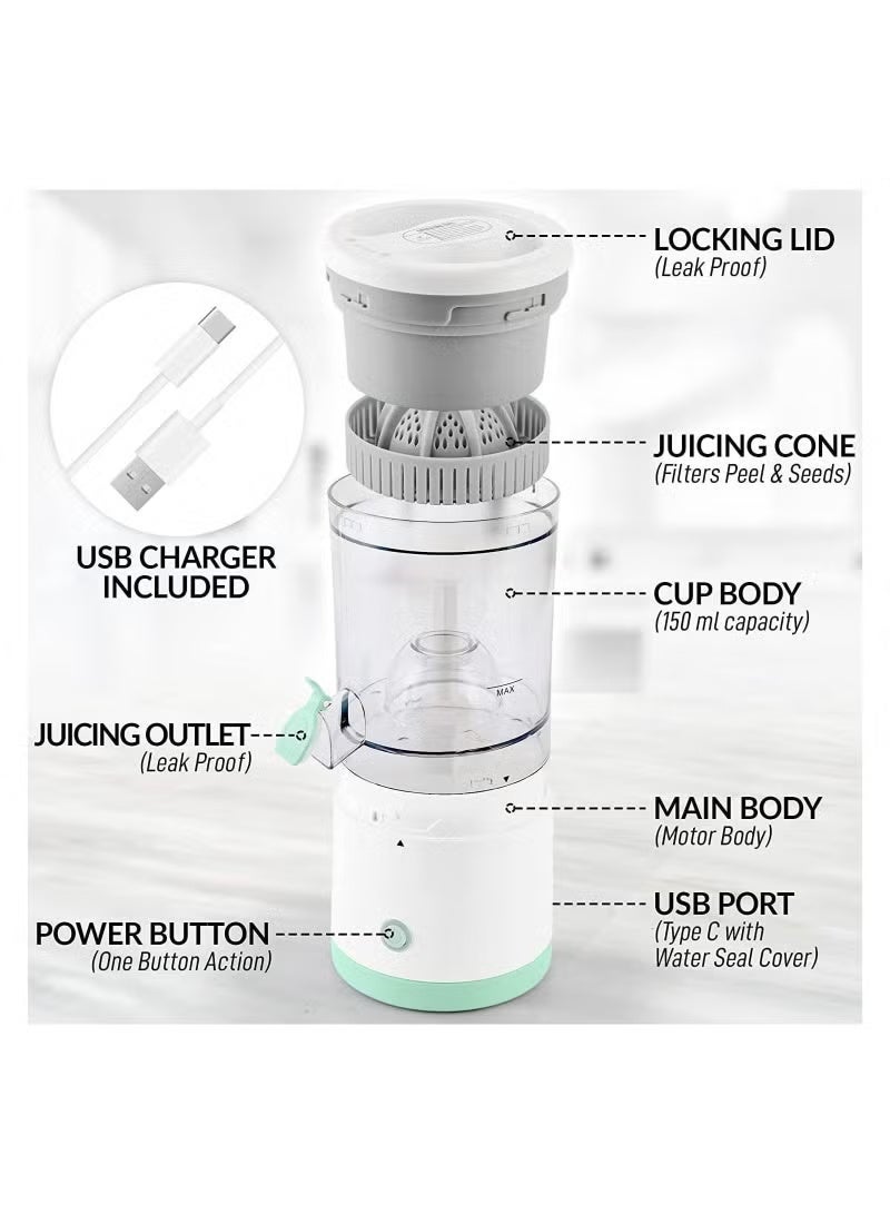 HOMIVA Portable Electric Citrus Juicer – USB Rechargeable Cordless Fruit Juicer, Powerful Hands-Free Orange Lemon Squeezer with One-Touch Operation - Image 2