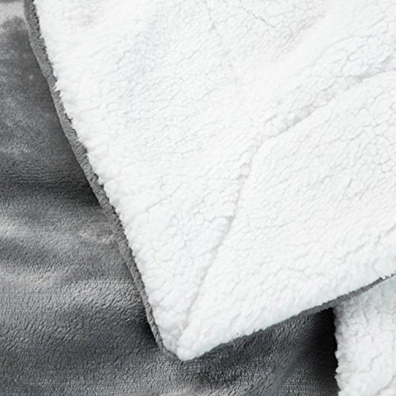 Color Fleece Blanket Couch Color Bed Blanket Sheet (Grey) - Image 4