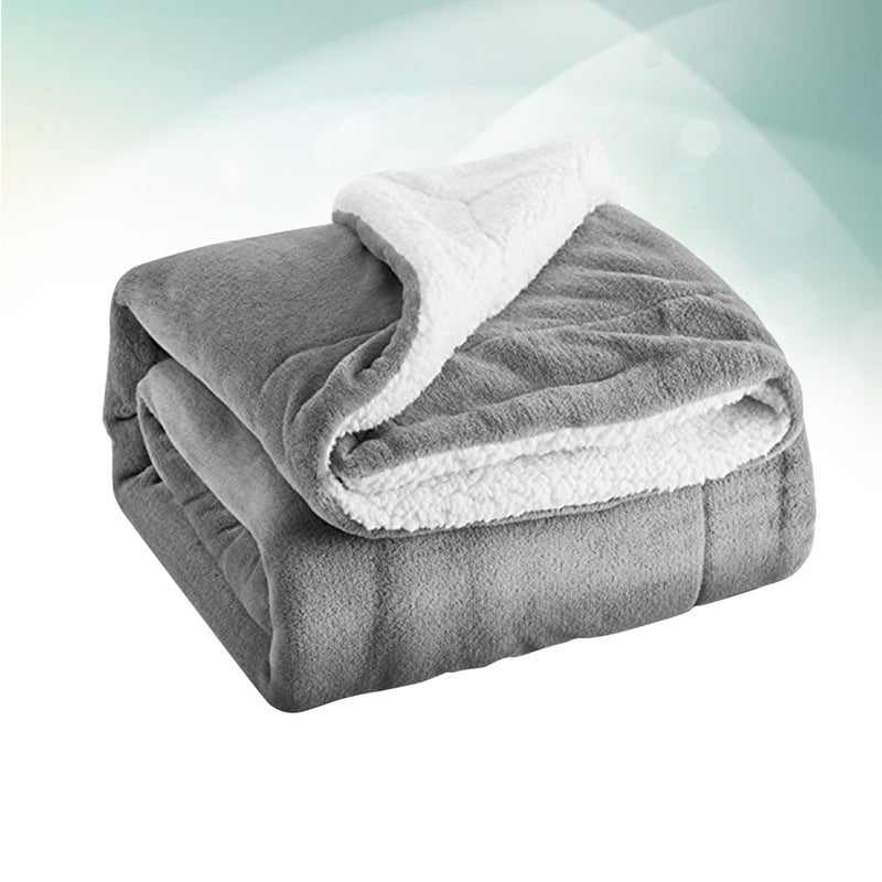 Color Fleece Blanket Couch Color Bed Blanket Sheet (Grey) - Image 3