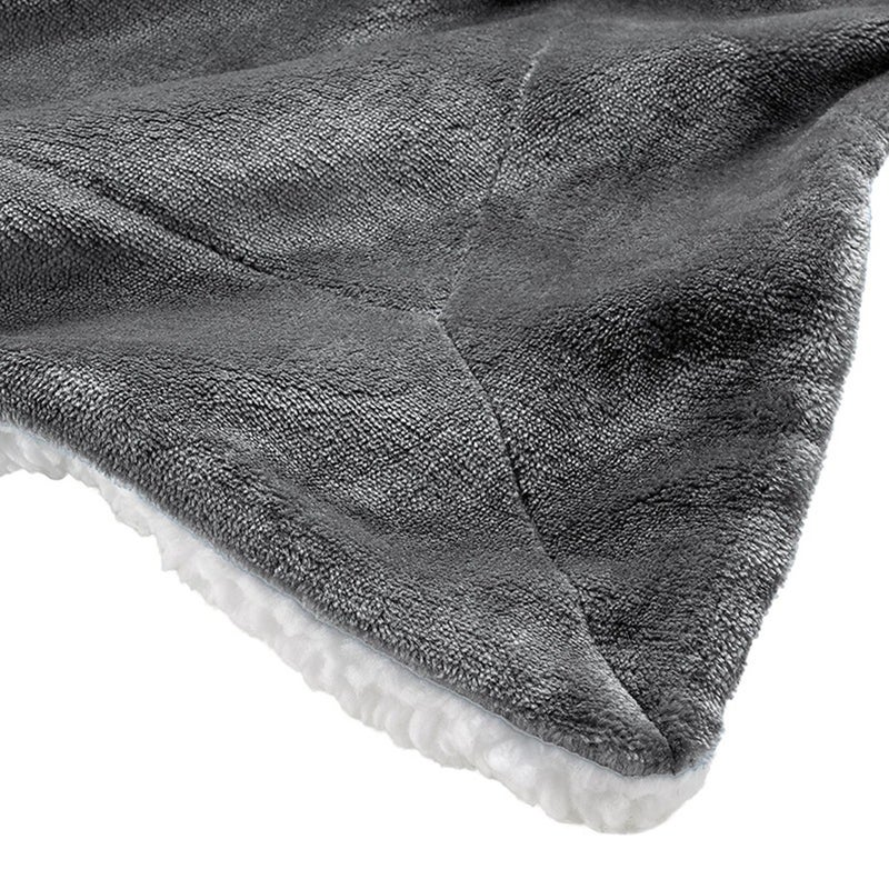 Color Fleece Blanket Couch Color Bed Blanket Sheet (Grey) - Image 2