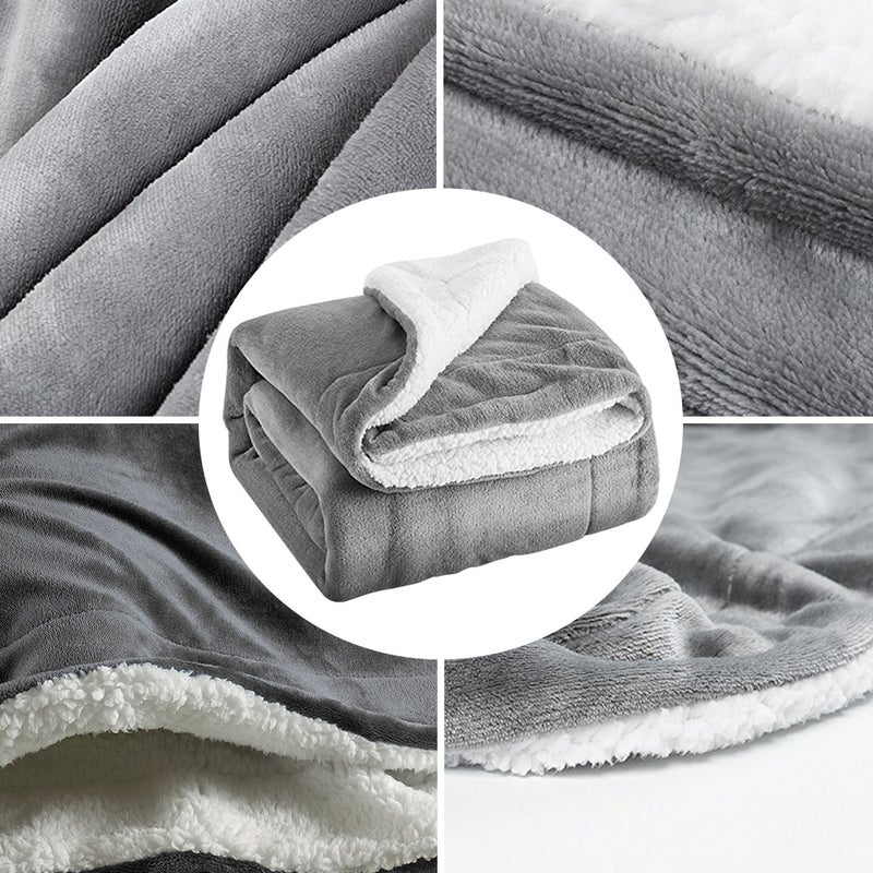 Color Fleece Blanket Couch Color Bed Blanket Sheet (Grey) - Image 1