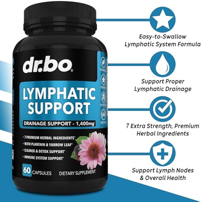 dr.bo Lymphatic Drainage Supplements Pills - Lymphatic Support Total Herbal Cleanse Products with Echinacea Lymph System Support Supplement for Nodes Legs & Neck - Lymph Node Detox Cleanse System Drainage - Image 2